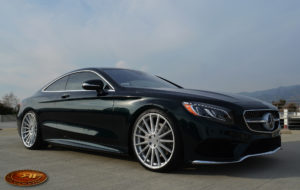 Mercedes S coupe on 22x9 22x10.5 RoadForce RF15 Silver Machine face 