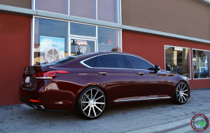 Hyundai Genesis on RoadForce RF10 20x9 front 20x10.5 Rear Black Machine Face finish