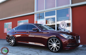 Hyundai Genesis on RoadForce RF10 20x9 front 20x10.5 Rear Black Machine Face finish