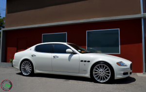 2011 Maserati Quattroporte on 20x8.5 20x10 RoadForce RF15 Silver Machine face