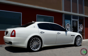 2011 Maserati Quattroporte on 20x8.5 20x10 RoadForce RF15 Silver Machine face