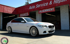 BMW 535i on RoadForce RF15 wheels 21x9 front 21x10.5 rear Silver machine face