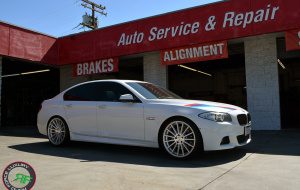 BMW 535i on RoadForce RF15 wheels 21x9 front 21x10.5 rear Silver machine face