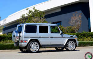 Mercedes G55 on Road Force RF25 24x10 Silver Brush Face finish