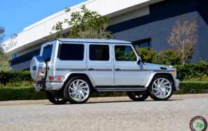 Mercedes G55 on Road Force RF25 24x10 Silver Brush Face finish