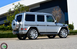 Mercedes G55 on Road Force RF25 24x10 Silver Brush Face finish