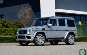 Mercedes G55 on Road Force RF25 24x10 Silver Brush Face finish