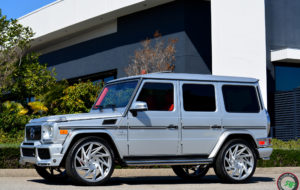 Mercedes G55 on Road Force RF25 24x10 Silver Brush Face finish